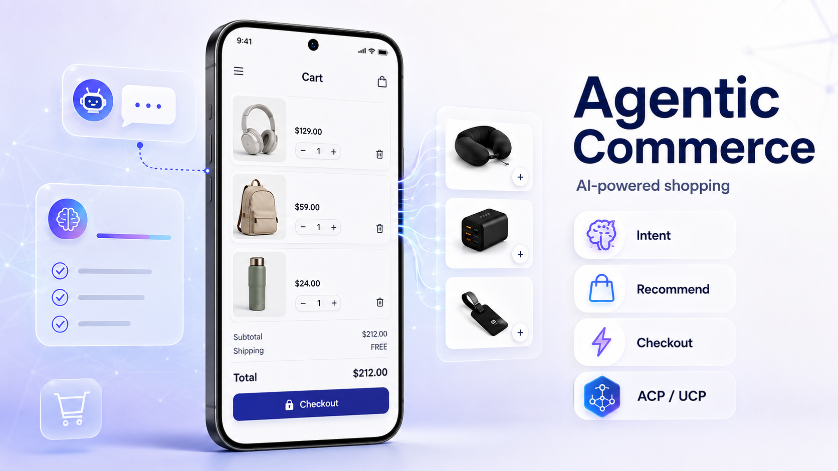   Agentic Commerce với AI hỗ trợ mua sắm, gợi ý sản phẩm và thanh toán trực tuyến. 